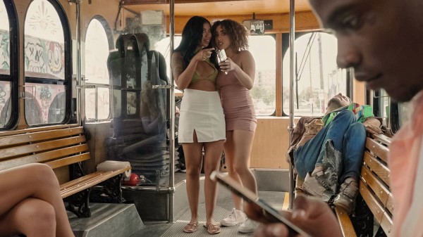 The Fucking Public Bus Threesome Porn Photo with Kira Perez, Damion Dayski, Ameena Green naked